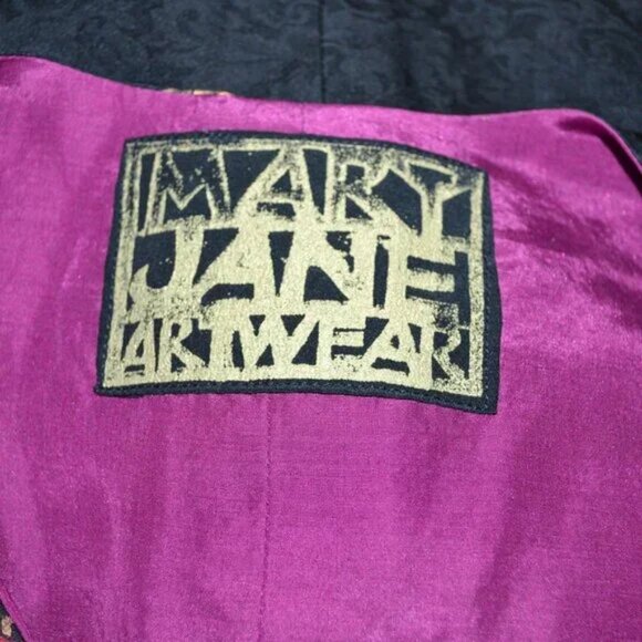 Wearable Art Red Green Purple Poppy Boho Artistic Chic Floral Cropped Vest M L - Picture 6 of 6